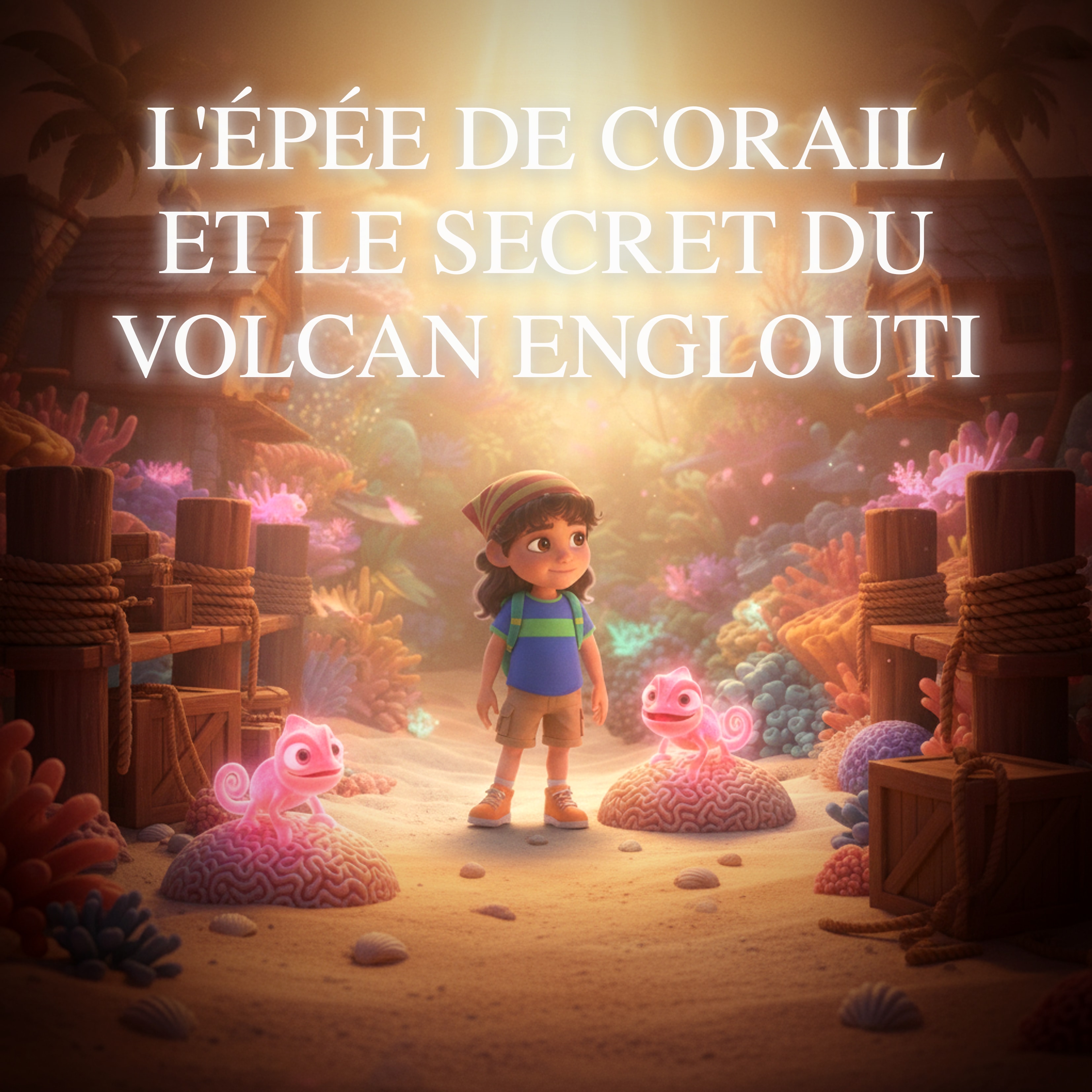 Couverture du livre personnalisé « L'Épée de Corail et le Secret du Volcan Englouti »